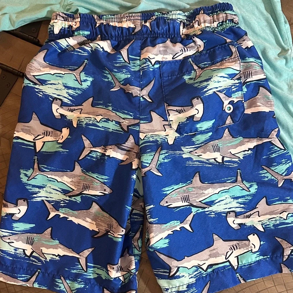 Set Bathing Suit and Rash guard Swim Shirt SPF Aqua and Blue Shark